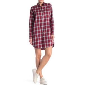 DL1961 Plaid Button Front Shirt Dress Small